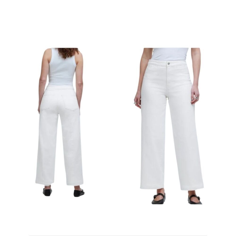 NWT Madewell The Curvy Emmett Wide-Leg Jean in Tile White Welt Pocket Edition 25